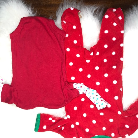 Christmas onesie footie button up pjs with deer. - Picture 12 of 15